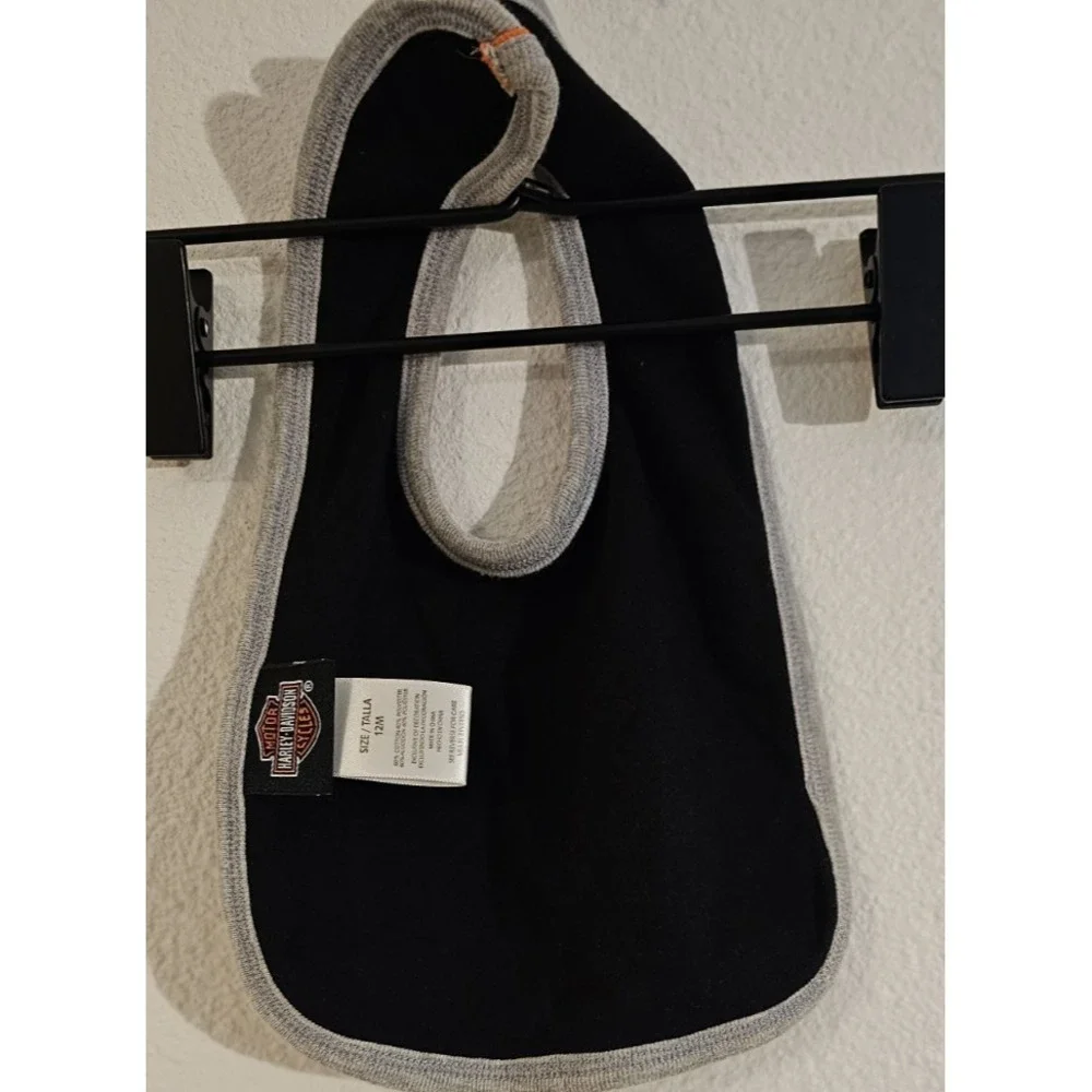 Harley Davidson Baby Bib Black and Orange Age 12 Month Logo Strong & Tough